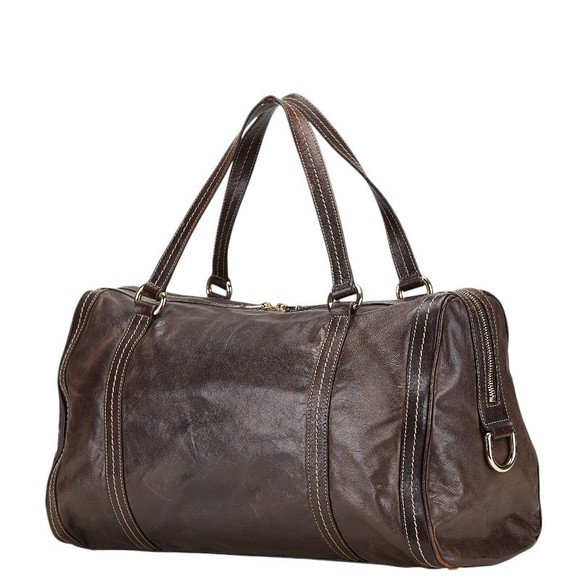 Gucci Bag Brown Leather Boston - Picture 1 of 8